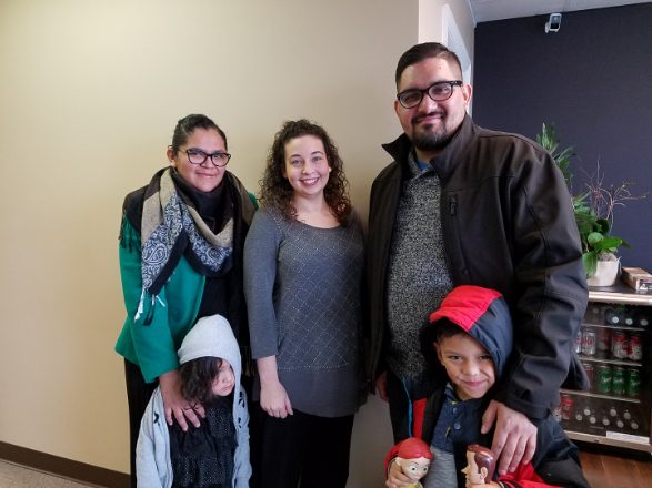 Jessica King with a family after closing